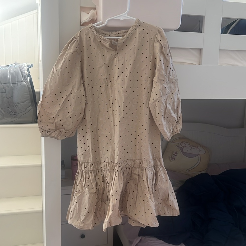 Zara Kids Casual Dress - Cream with Black Dots
